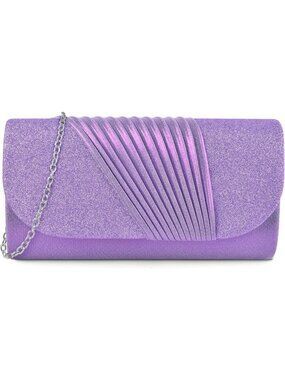 Women Light Purple Clutch Purse Elegant Envelope Crossbody Shoulder Evening Bag